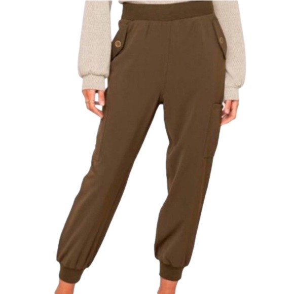 𝅺ALL In Favor Nordstrom Olive Green Cargo/Jogger with Cuffed Legs Size XS - Picture 1 of 10